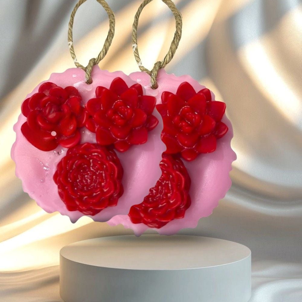 Handcrafted Succulent Red Pink Soy Wax Sachet Set of 2
